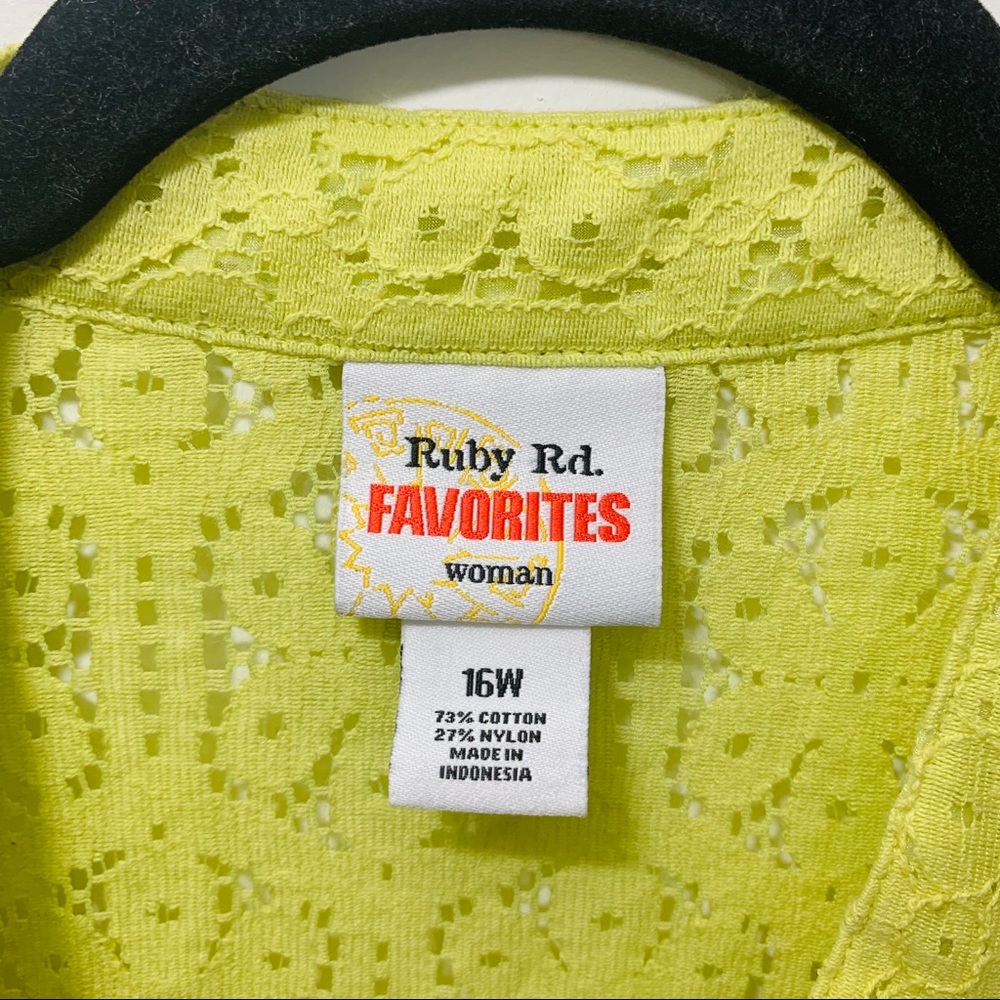 Ruby Rd Favorites Bold Lace Button V Neck Blouse - image 8